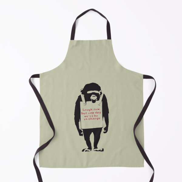 Item preview, Banksy Quote Monkey Chimpanze Laugh Now, but one day we'll be in charge Graffiti Street art with Banksy signature tag and funny red stripes designed and sold by JamarcusEggers.
