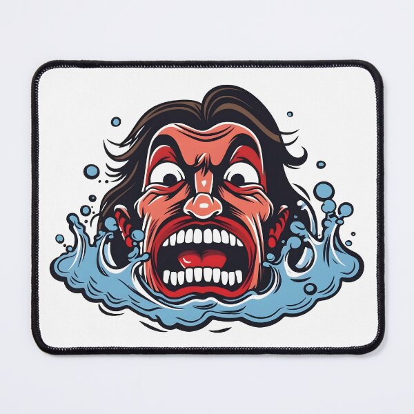 Item preview, The Drowning Man Cartoon Face - A Symbol of Vulnerability and Resilience designed and sold by TheBlackPixelCo.