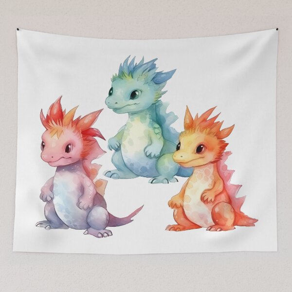 Item preview, Watercolor cute dragon baby pack colorful designed and sold by ArtHideaway.