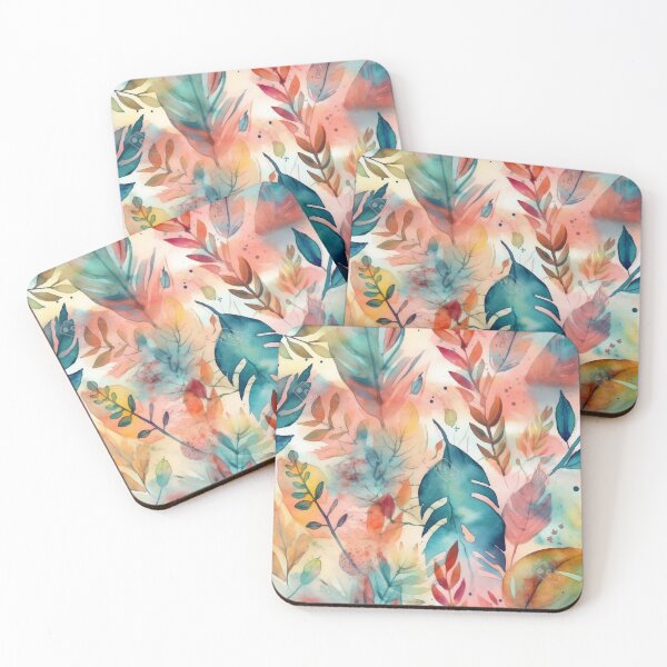Item preview, Vibrant Watercolor Leaves and Feathers - Seamless Pattern Inspired by Indigenous Art Motifs designed and sold by stateofhuman.