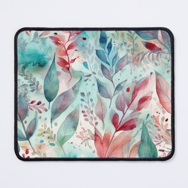 Item preview, Naturalistic Watercolor Leaves Pattern in Blues and Pinks - Seamless Design for Art Lovers designed and sold by stateofhuman.