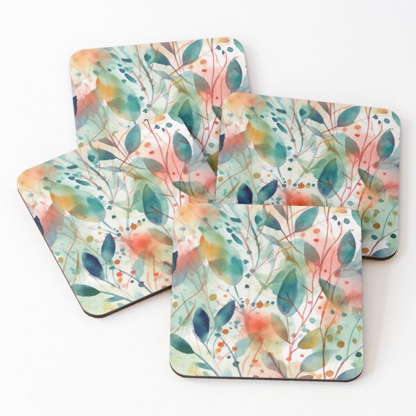 Item preview, Watercolor Spring Leaves Pattern - Whimsical Dreamscapes and Nature-Inspired Imagery designed and sold by stateofhuman.