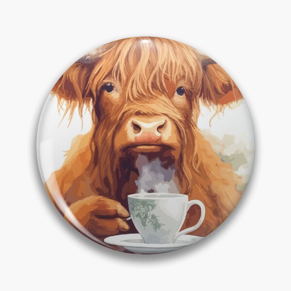 Item preview, Highland cow drinking English tea designed and sold by mtclstudio.