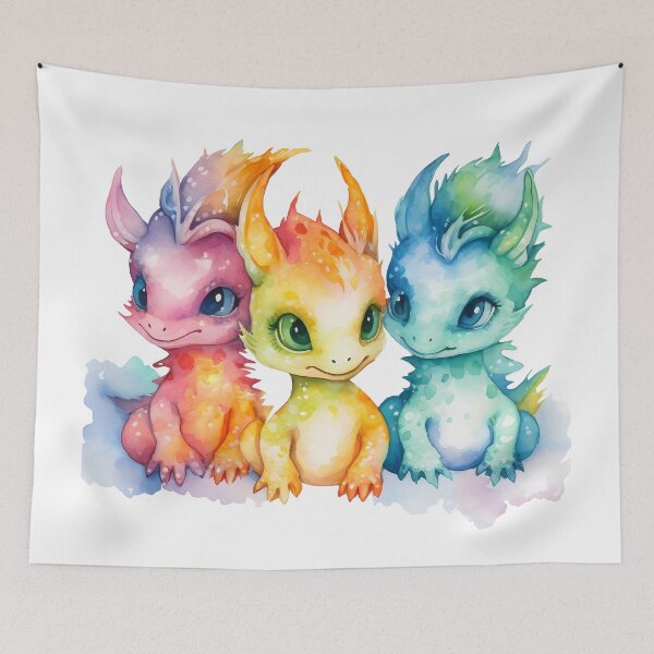 Item preview, Watercolor cute dragon baby pack colorful designed and sold by ArtHideaway.