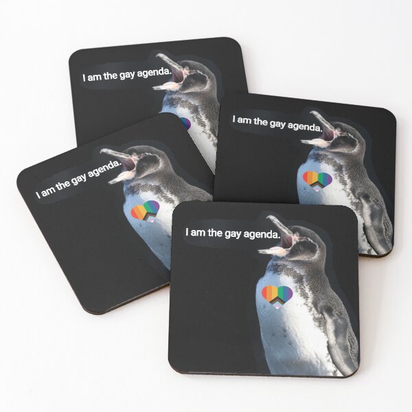 Artikelvorschau, Black background Galapagos Penguin screams I am the gay agenda entworfen und verkauft von SBPenguins.