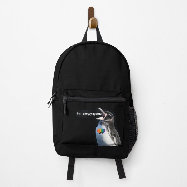Item preview, Black background Galapagos Penguin screams I am the gay agenda designed and sold by SBPenguins.