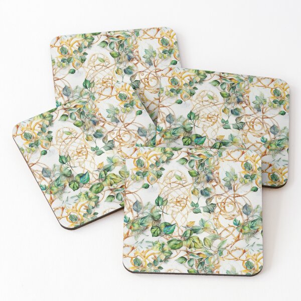 Item preview, Golden Ivy over Ivory - Luxurious Watercolor Pattern Inspired by Celtic Knotwork designed and sold by stateofhuman.