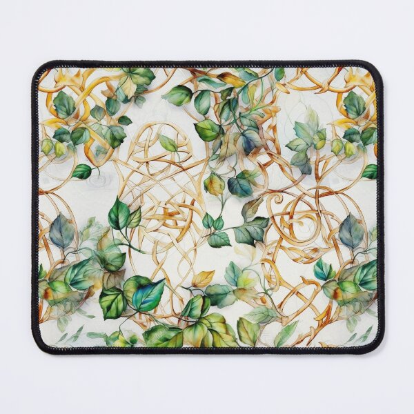 Item preview, Golden Ivy over Ivory - Luxurious Watercolor Pattern Inspired by Celtic Knotwork designed and sold by stateofhuman.