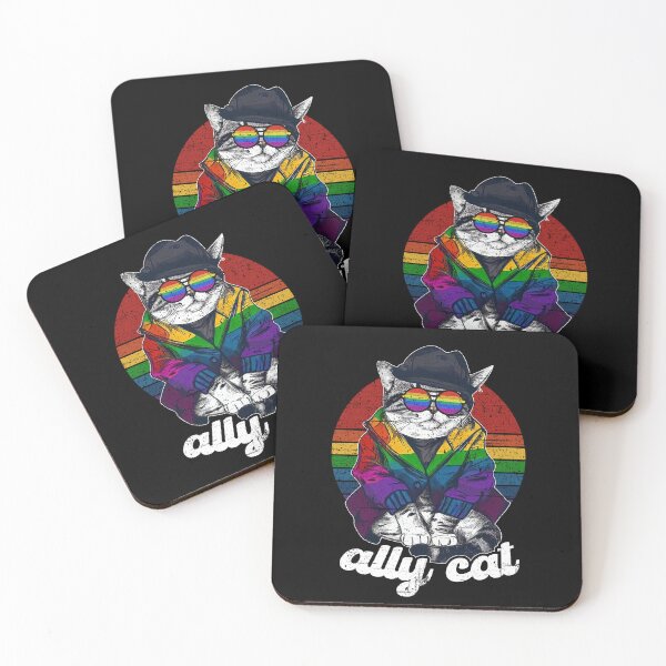 Item preview, Ally Cat LGBT Rainbow Pride month designed and sold by Dolphin Graphic.