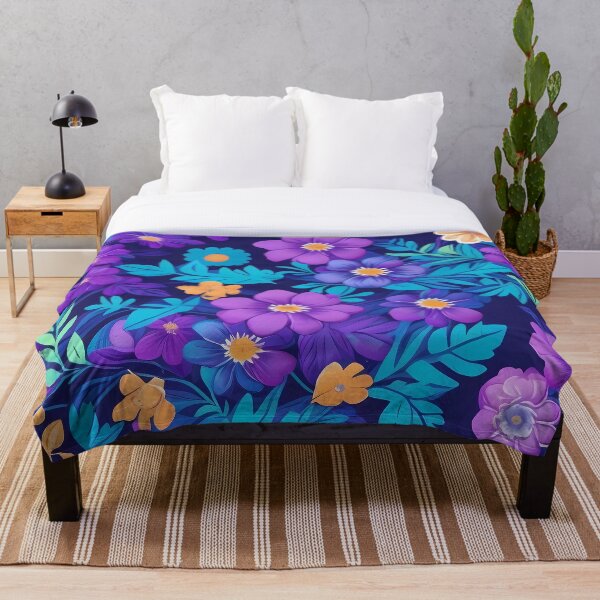 Aperçu de l'œuvre Fleurs multiples bleues et violettes créée et vendue par Nosy is Everything.