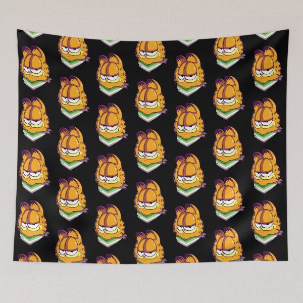 Item preview, Garfield with Aromantic Flag scarf design        designed and sold by RadCreationsAu.