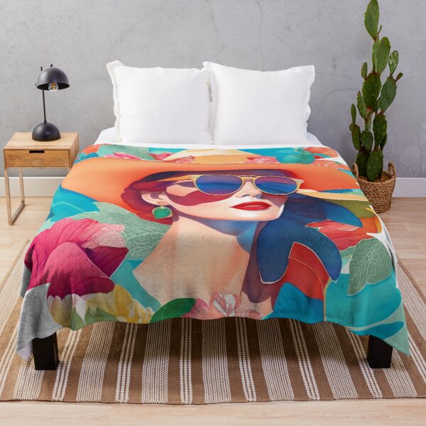 Item preview, Retro woman summer time. Blue, red, pastel colors. designed and sold by DO-artbyDeliaO.