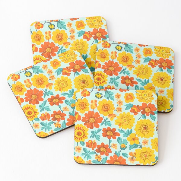 Item preview, Orange and yellow summer flowers designed and sold by Nosy is Everything.