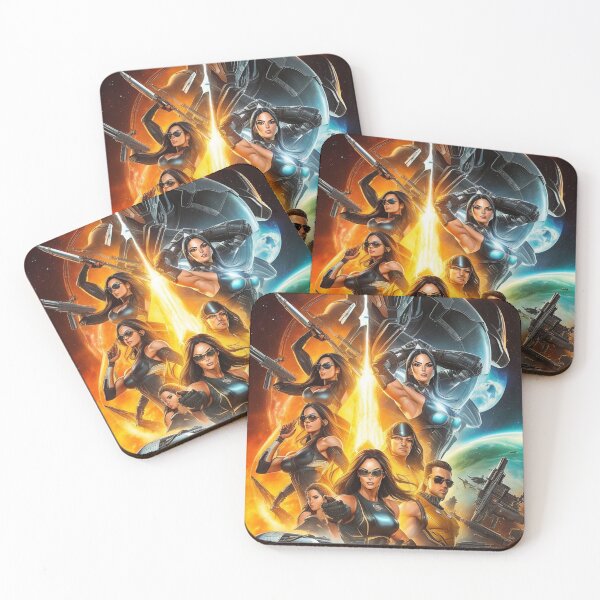 Item preview, Cool scifi poster featuring attractive women with space weapons and aliens designed and sold by Vintage Designs +.