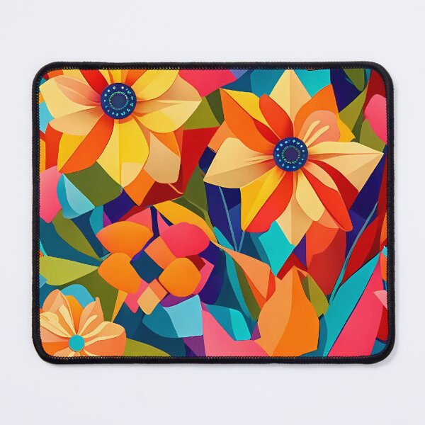 Item preview, Vibrant and bright flowers in a cubism style designed and sold by Nosy is Everything.