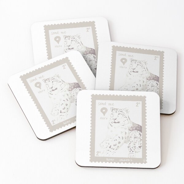 Item preview, Send Me Here Snow Leopard | My 2 Cents Vintage Stamp designed and sold by stuffbyjdohde.