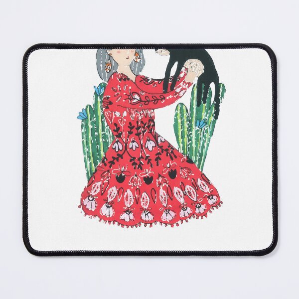 Item preview, Girl, Cat and Cactuses designed and sold by gwenethzeis.