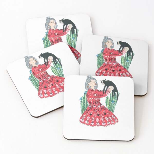 Item preview, Girl, Cat and Cactuses designed and sold by gwenethzeis.