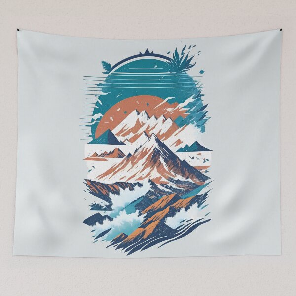 Item preview, Mountain Splash Retro Illustration designed and sold by craftyartsdigi.