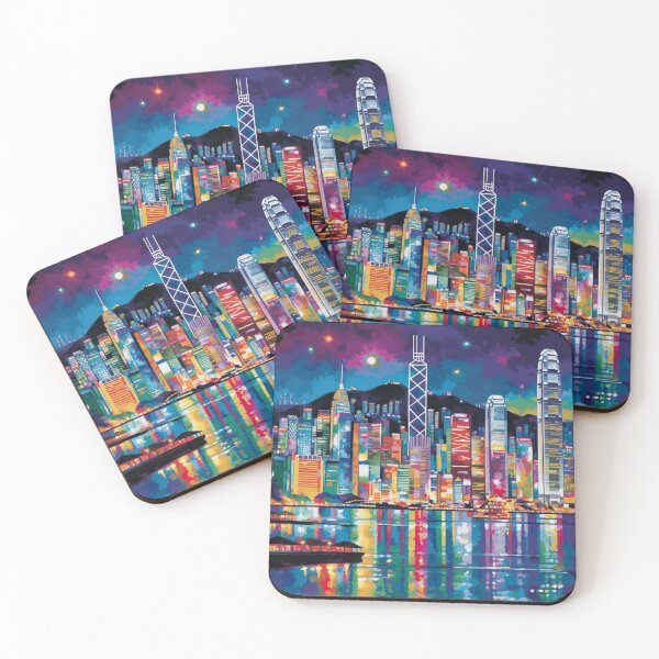 Item preview, Vibrant Hong Kong Cityscape designed and sold by Wave3-Studio.