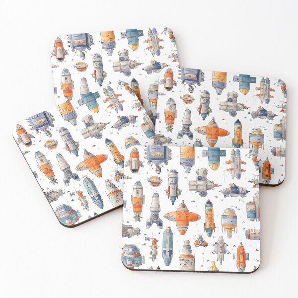 Artikelvorschau, Raketen Kinder Muster Sticker Set entworfen und verkauft von Pixelboys.
