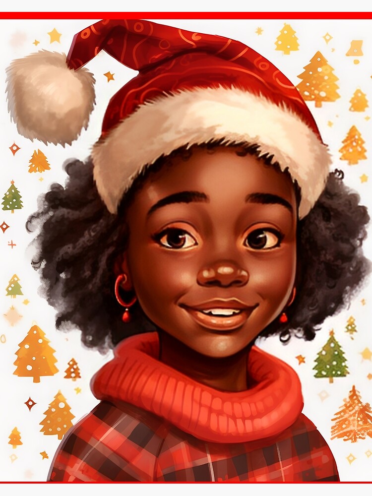 Black African Girl American Melanin Christmas Santa Art Board