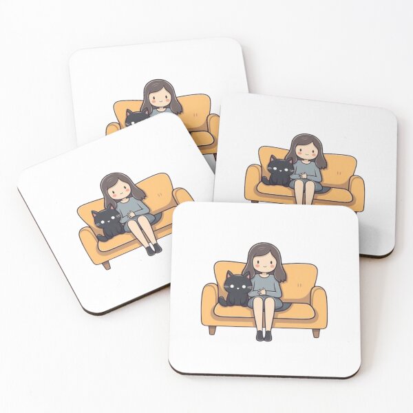 Item preview, Girl and cat sitting together designed and sold by noor019.