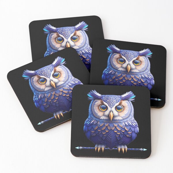 Item preview, Owl design with blue feathers resting - (print without background) designed and sold by Gothicpower.