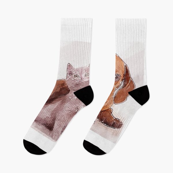 Item preview, British kitten and dog dachshund Painting | dog painting t-shirt  designed and sold by KARTICK DUTTA.