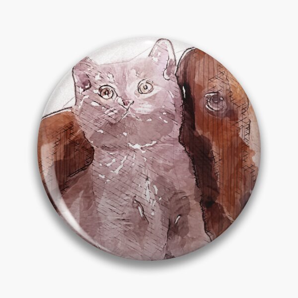 Item preview, British kitten and dog dachshund Painting | dog painting t-shirt  designed and sold by KARTICK DUTTA.
