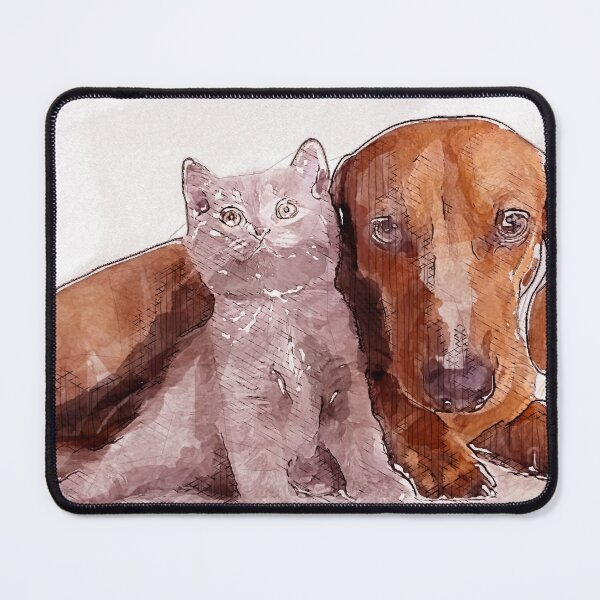 Item preview, British kitten and dog dachshund Painting | dog painting t-shirt  designed and sold by KARTICK DUTTA.