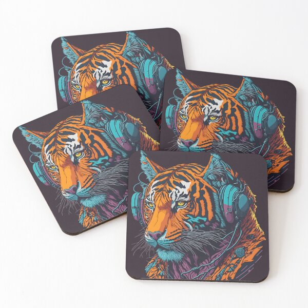 Item preview, Cool Anthropomorphic DJ Tiger with Headphone Street Art Graffiti for Music Lover  designed and sold by Cawaiico.