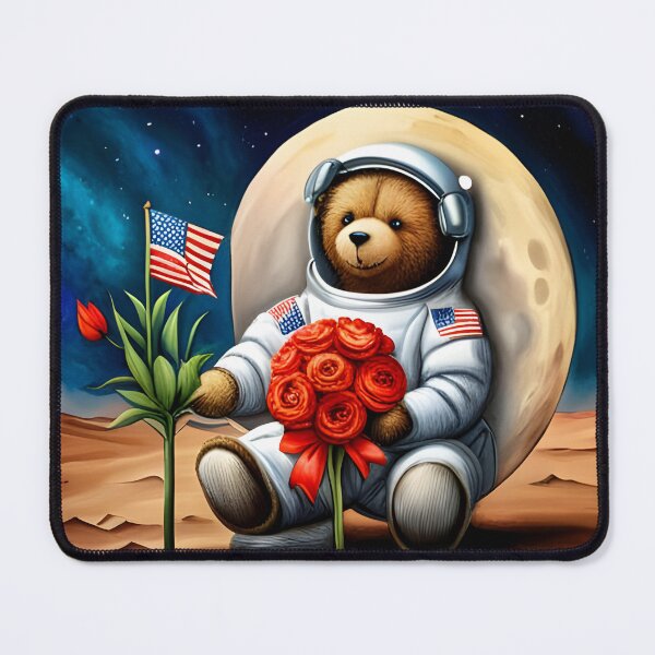 Item preview, Teddy wearing a space suit Planting Flowers on the moon designed and sold by Colin Bentham.