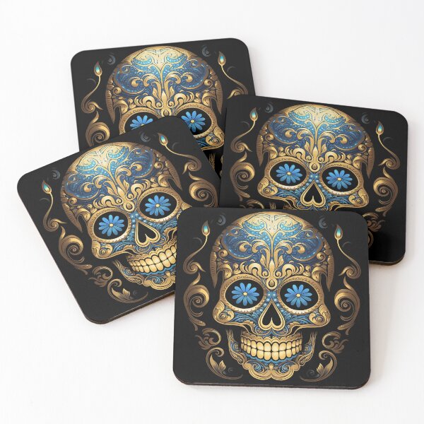 Artikelvorschau, Mexican Sugar Skull #16 Gold entworfen und verkauft von CoutureCrypt.