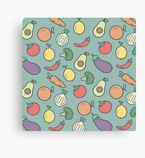 Pattern Fruits And Vegetables Vegan Canvas Print