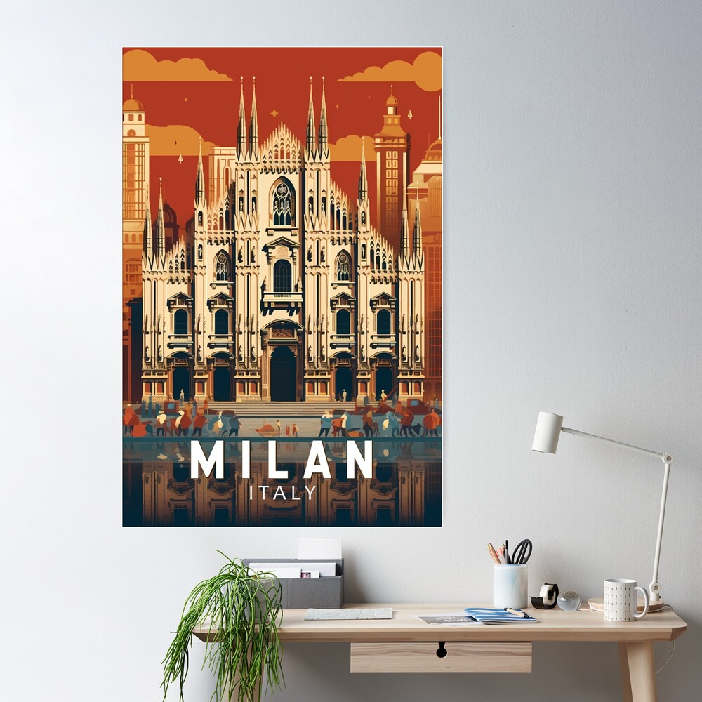 Milan Italy Duomo di Milano Travel Art Vintage Poster for Sale by  KrisSidDesigns