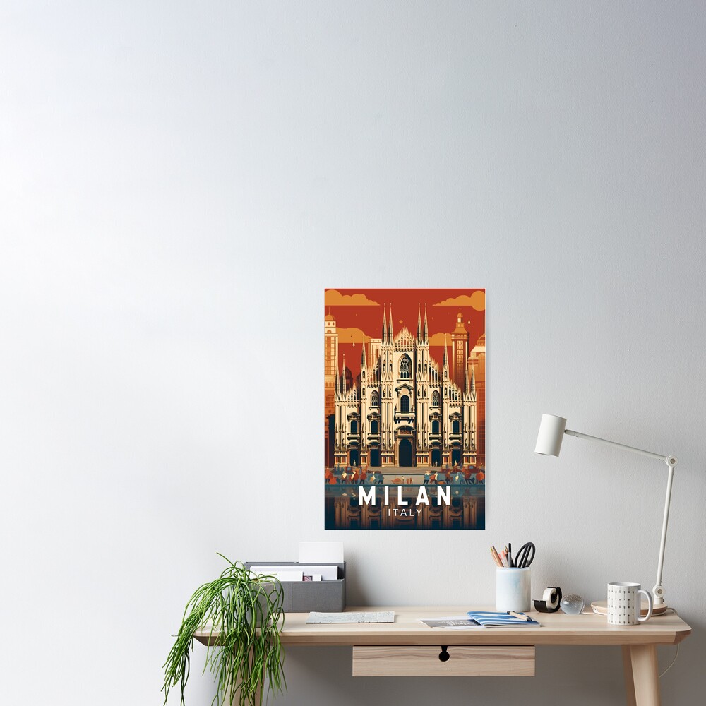 Milan Italy Duomo di Milano Travel Art Vintage Poster for Sale by  KrisSidDesigns