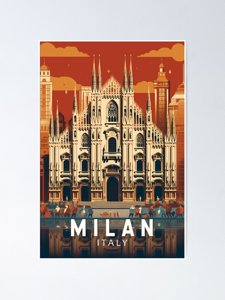 Milan Italy Duomo di Milano Travel Art Vintage | Poster