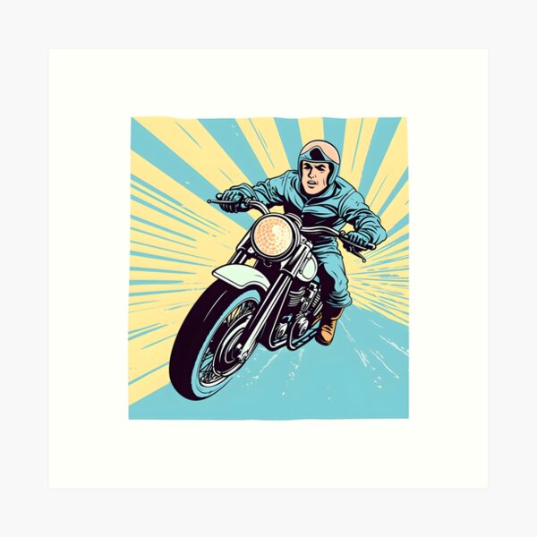 Aperçu de l'œuvre Moto vintage à conduite rapide Sticker créée et vendue par UrsaStick.