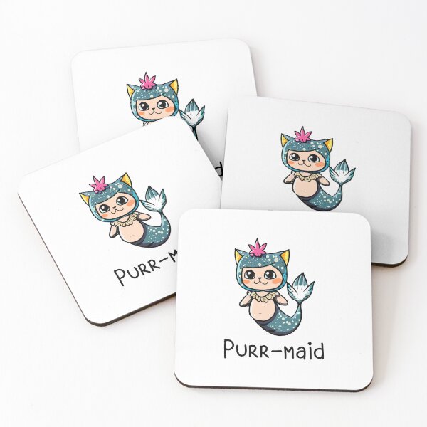 Item preview,  Purr-maid cat mermaid cartoon | sea fish scales water siren princess girly kitten designed and sold by w1ckerman.