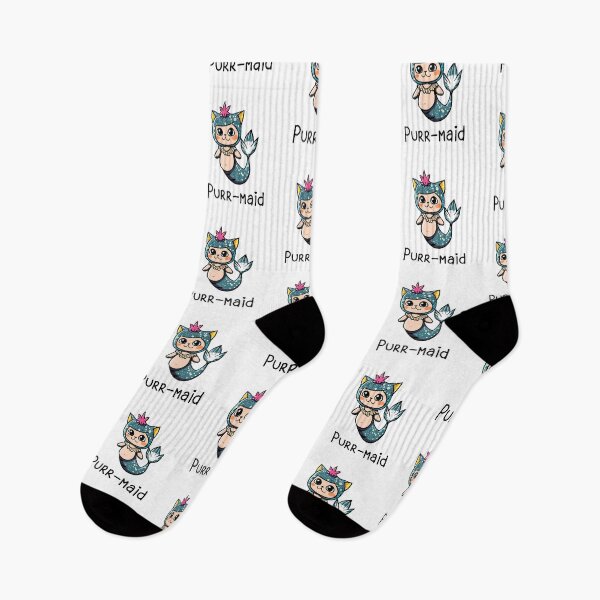 Item preview,  Purr-maid cat mermaid cartoon | sea fish scales water siren princess girly kitten designed and sold by w1ckerman.