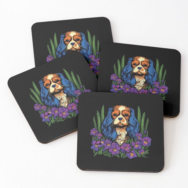 Item preview, King Charles Spaniel with Irises illustration designed and sold by Gerald Waters.