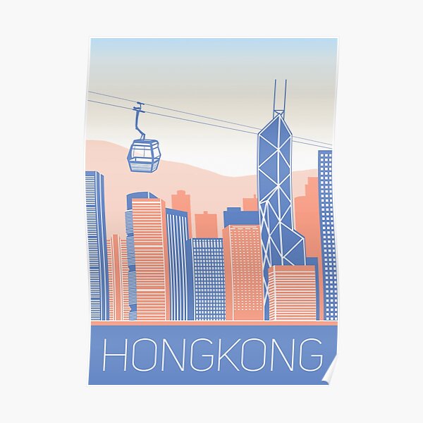 hong kong city illustration Poster