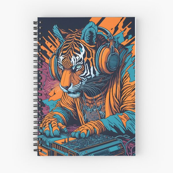 Item preview, Anthropomorphic Graffiti DJ Tiger with Headphone Turntable Street Art for Music Lover  designed and sold by Cawaiico.