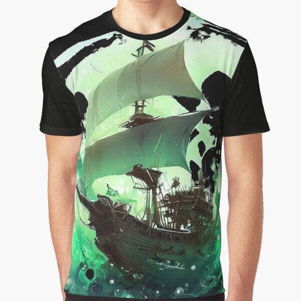 Item preview, Ship sailing green circle ink splatter  designed and sold by TomFrontierArt.