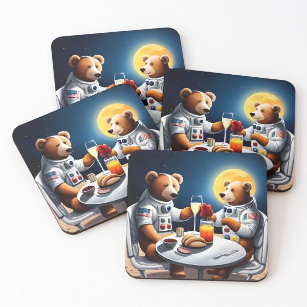 Item preview, Two Teddy's in space suits having a romantic dinner on the Moon designed and sold by Colin Bentham.
