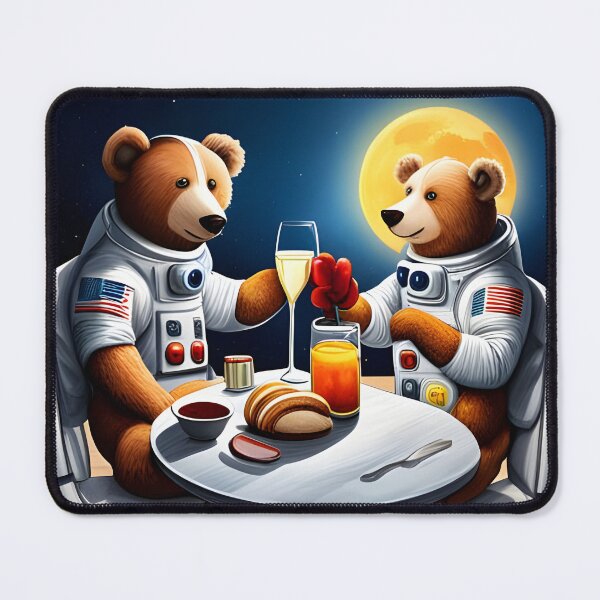 Item preview, Two Teddy's in space suits having a romantic dinner on the Moon designed and sold by Colin Bentham.