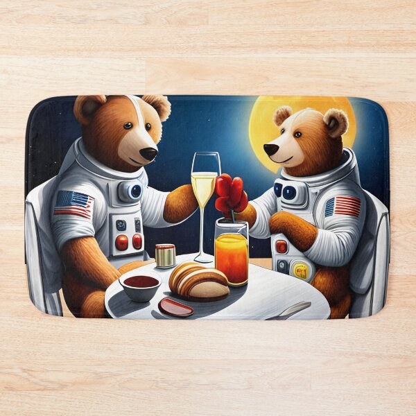 Item preview, Two Teddy's in space suits having a romantic dinner on the Moon designed and sold by Colin Bentham.