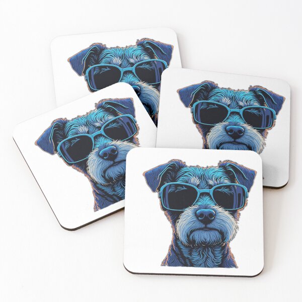 Item preview, Sunset Style: Cute Schnauzer in Carré Sunglasses designed and sold by RedArtG09.