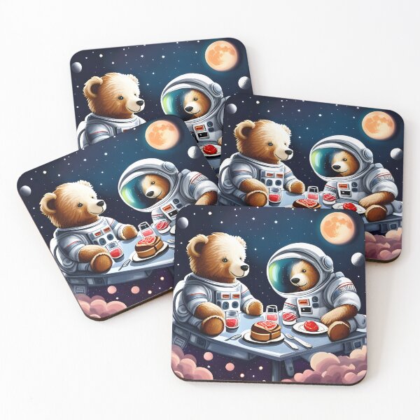 Item preview, Two Teddy's in space suits having a romantic dinner on the Moon designed and sold by Colin Bentham.